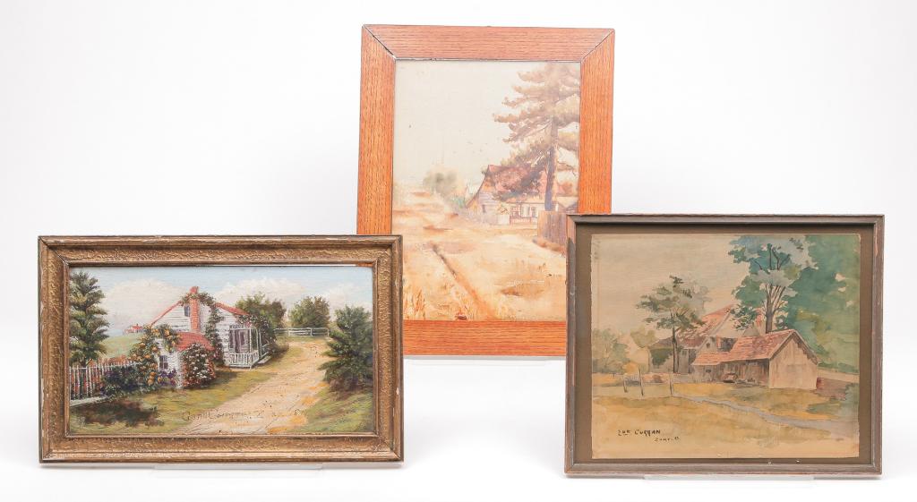 THREE AMERICAN PAINTINGS OF ZOAR BUILDINGS. (1 of 7)