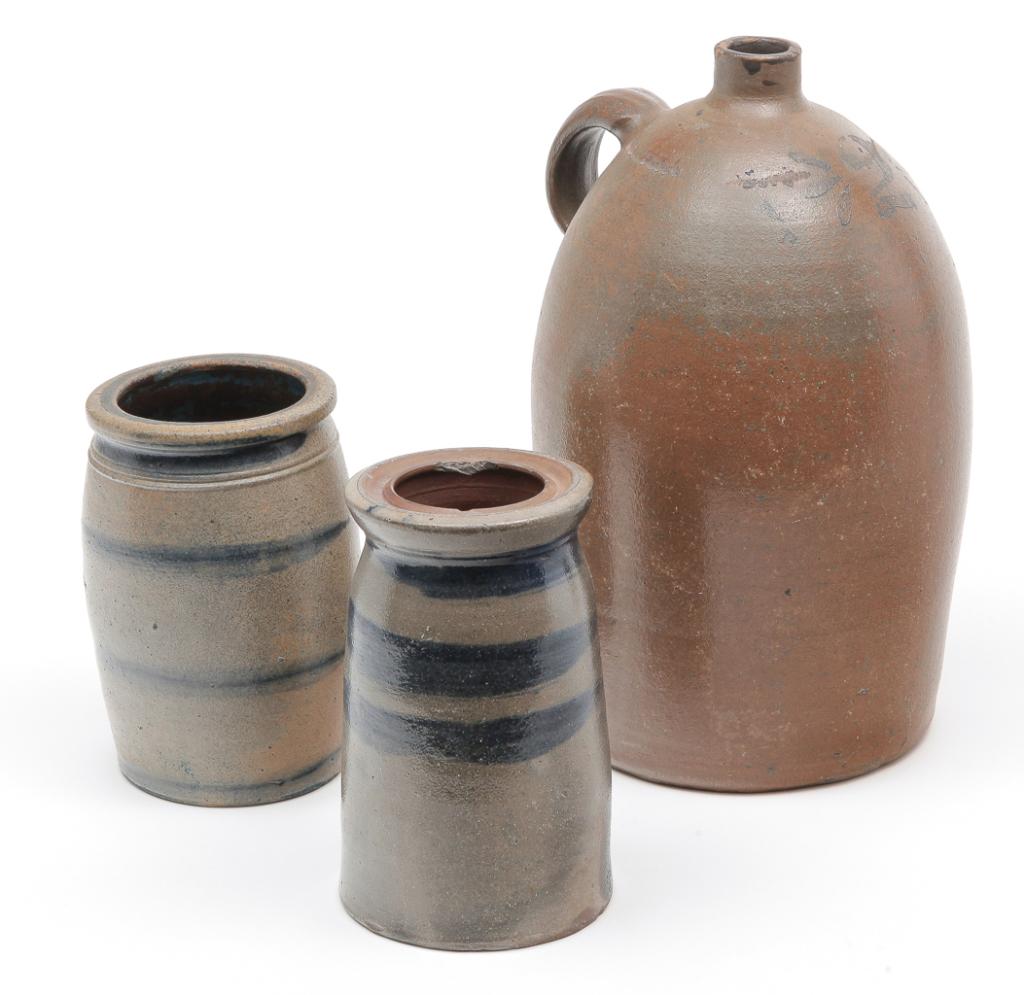 THREE PIECES OF AMERICAN STONEWARE. (1 of 6)