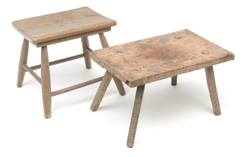TWO AMERICAN FOOT STOOLS. (1 of 3)