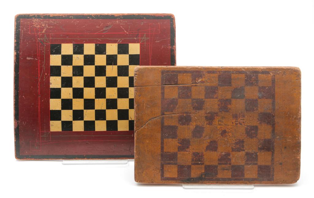 TWO AMERICAN DECORATED GAMEBOARDS. (1 of 2)