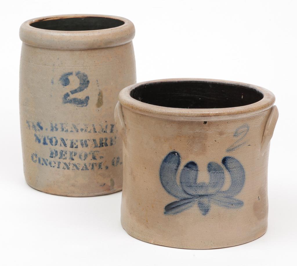 TWO AMERICAN STONEWARE JARS. (1 of 3)