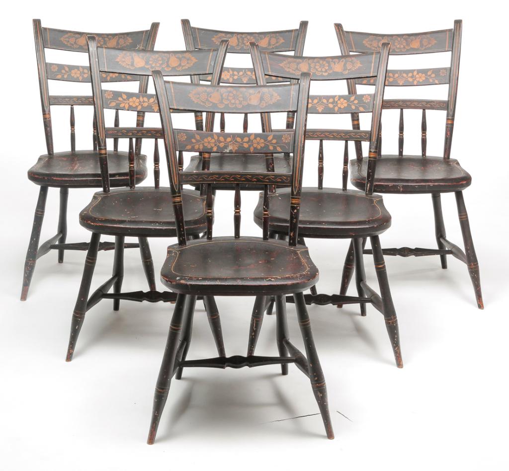 SIX AMERICAN DECORATED SIDE CHAIRS. (1 of 4)