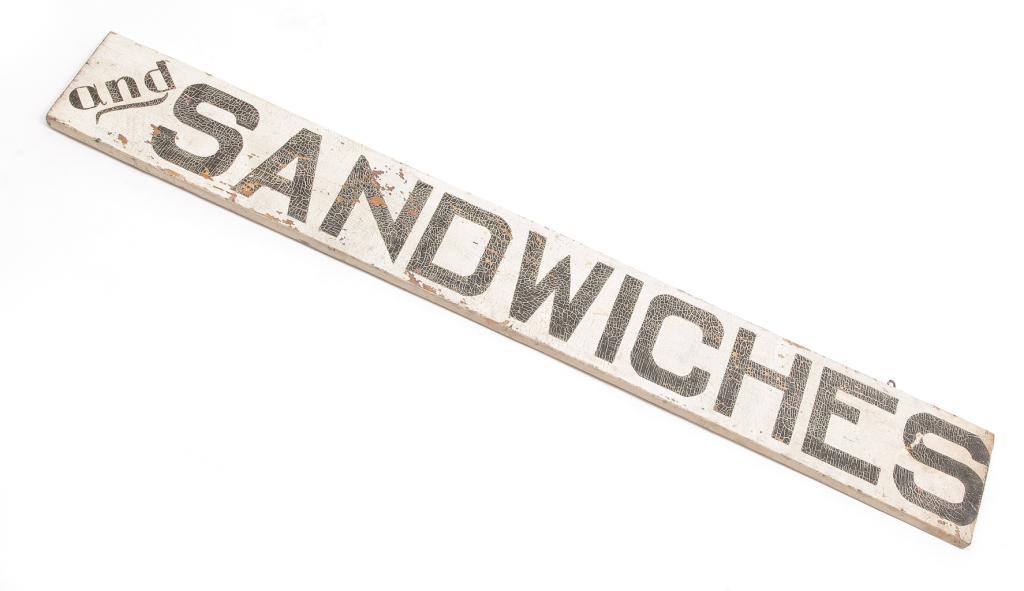 AMERICAN "SANDWICHES" ADVERTISING SIGN. (1 of 3)