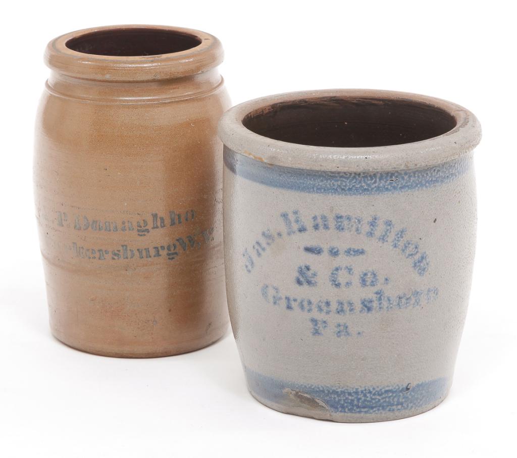 TWO AMERICAN STONEWARE JARS. (1 of 5)