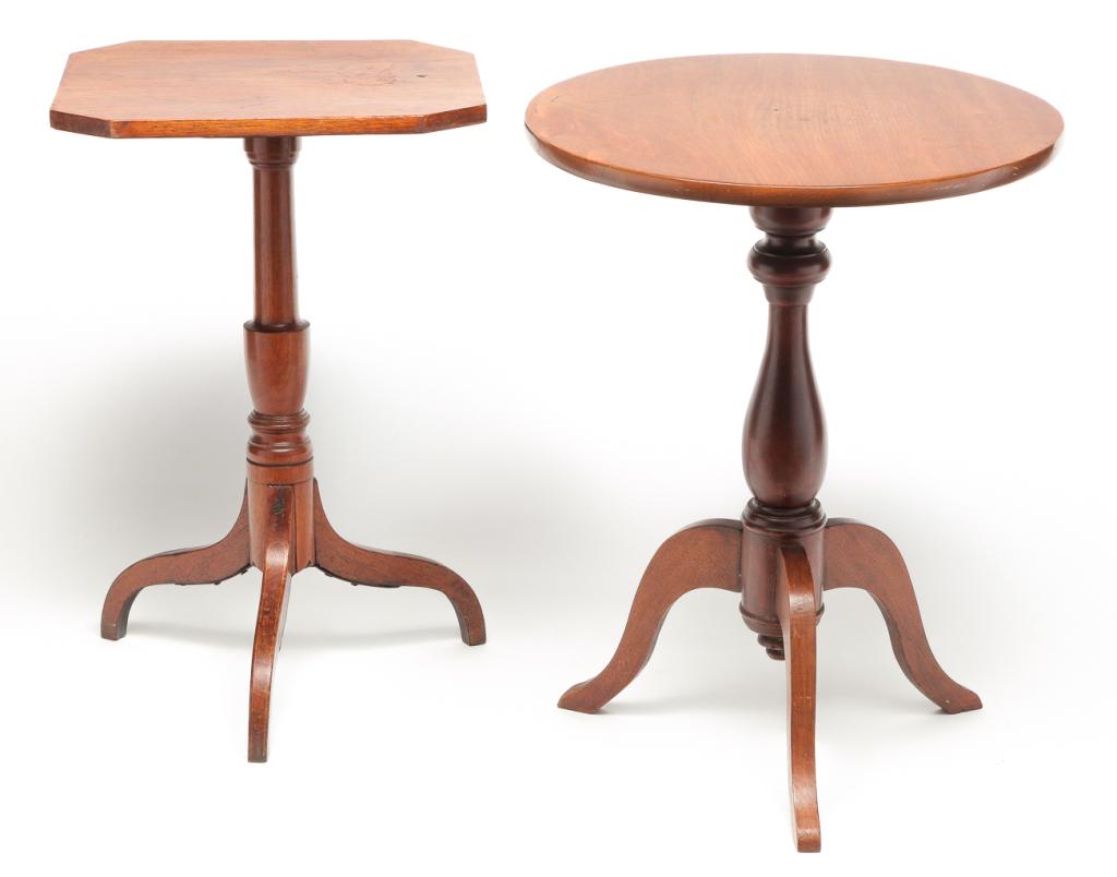 TWO AMERICAN CANDLE STANDS. (1 of 3)