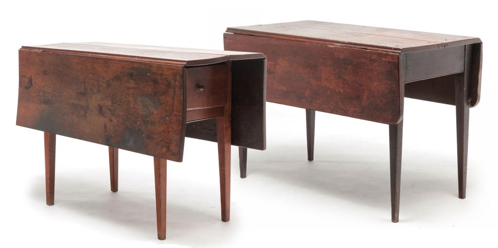 TWO AMERICAN COUNTRY HEPPLEWHITE DROP LEAF TABLES. (1 of 8)