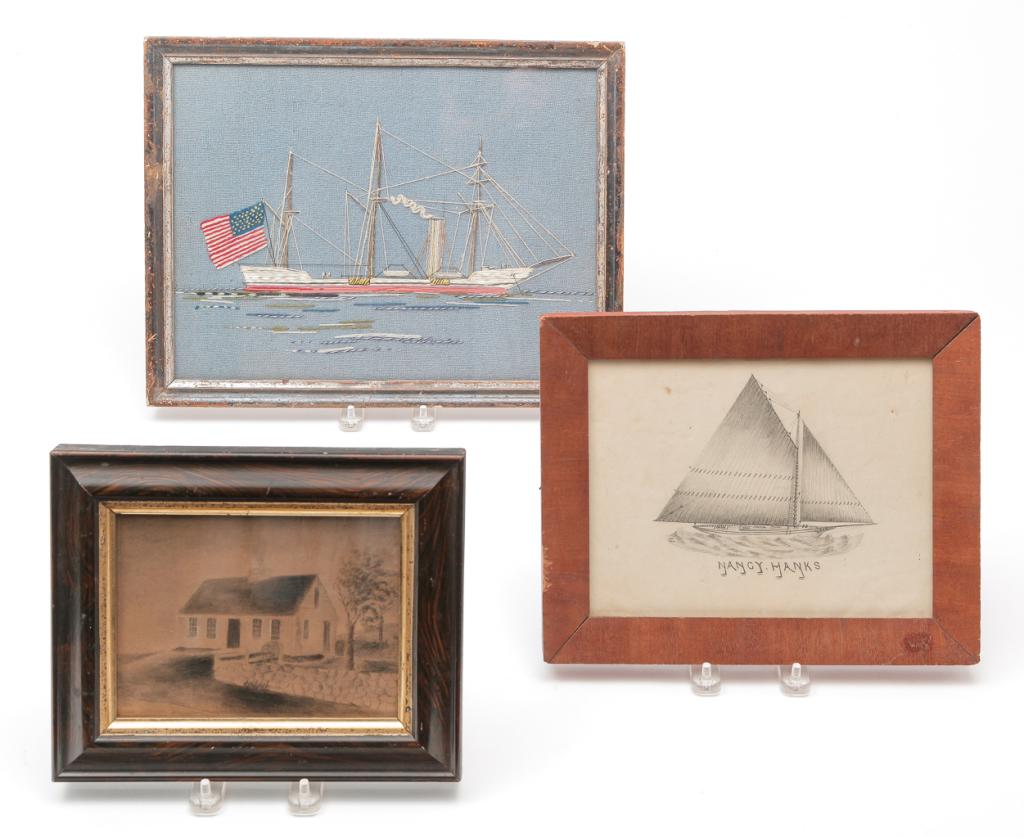 TWO AMERICAN PICTURES AND A NEEDLEWORK. (1 of 2)