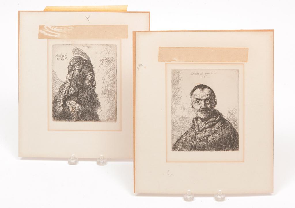 TWO PORTRAIT PRINTS, REMBRANDT VAN RIJN. (1 of 2)