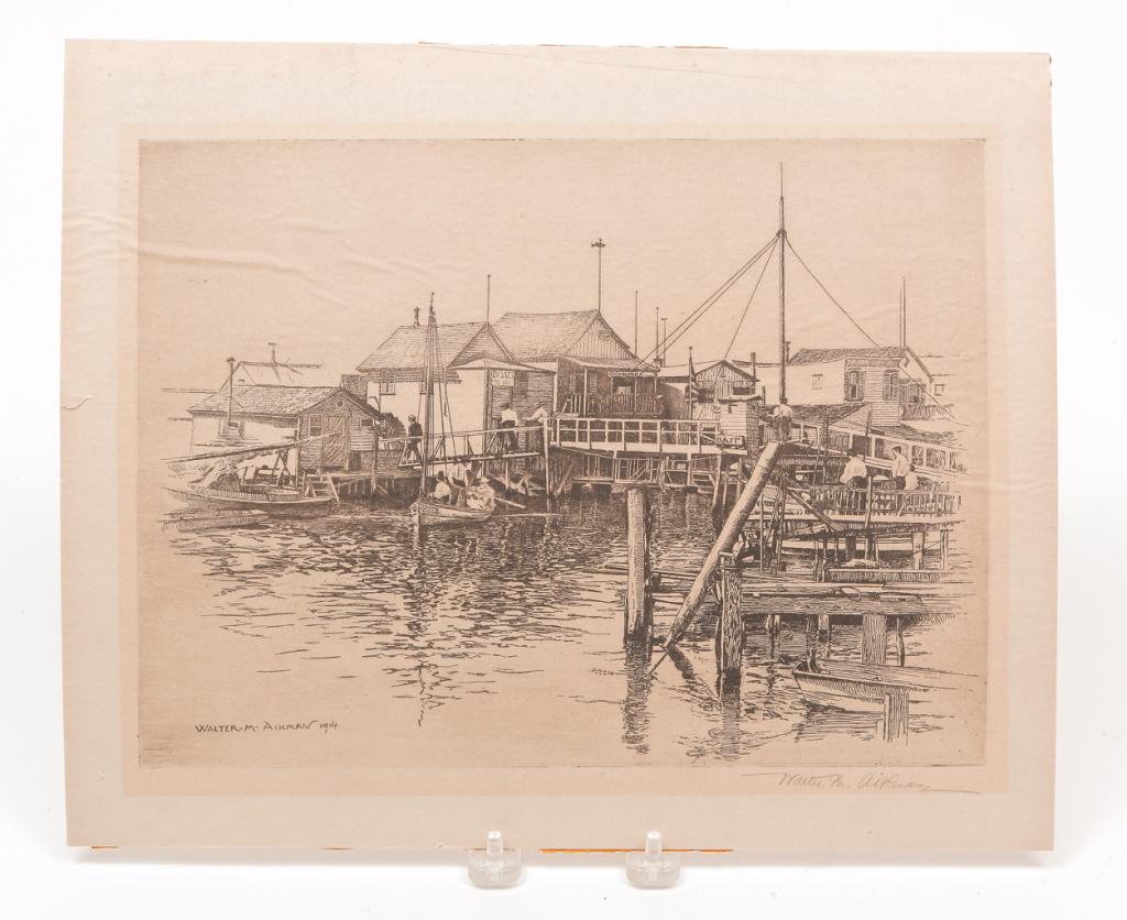 WATERFRONT PRINT, WALTER AIKMAN. (1 of 3)