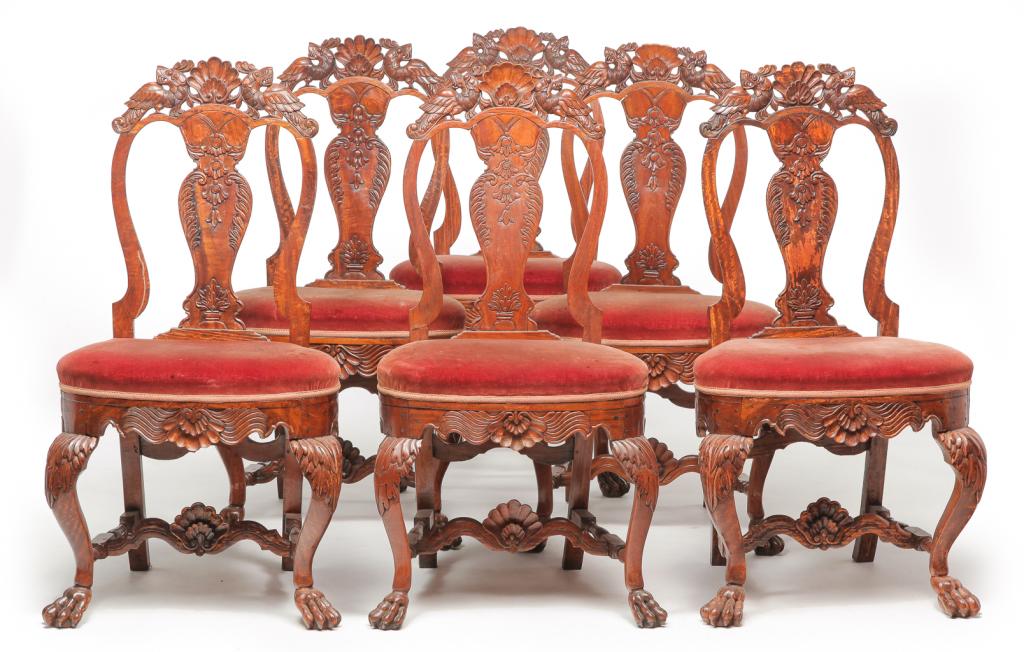SIX EUROPEAN CHIPPENDALE STYLE DINING CHAIRS. (1 of 5)