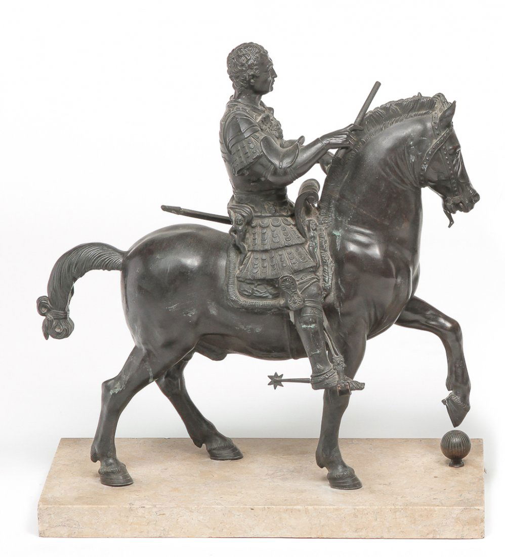EUROPEAN BRONZE EQUESTRIAN AFTER DONATELLO. (1 of 2)