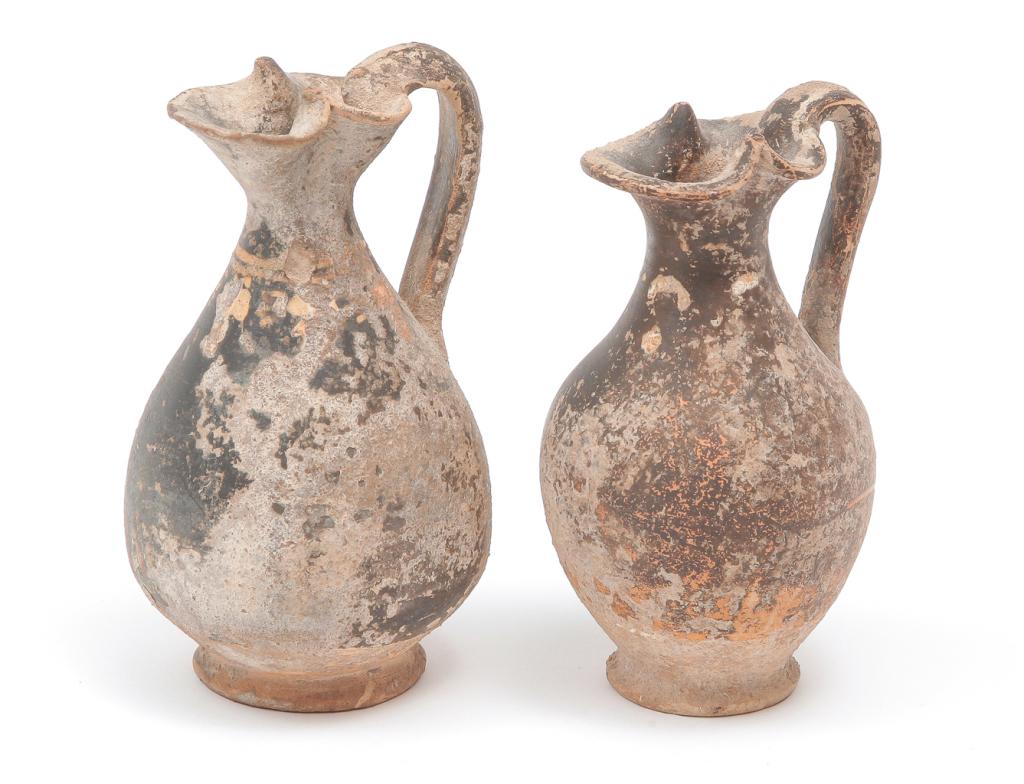 TWO PHOENICIAN TERRACOTTA EWERS. (1 of 3)