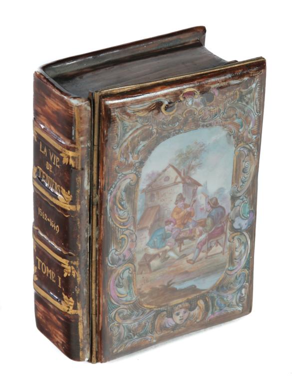 FRENCH PORCELAIN BOOK SHAPED BOX. (1 of 4)