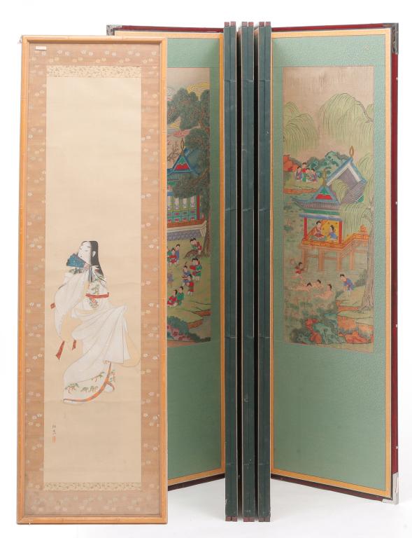 ASIAN SCROLL AND FLOOR SCREEN. (1 of 5)