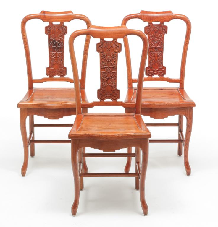 THREE CHINESE SIDE CHAIRS. (1 of 4)