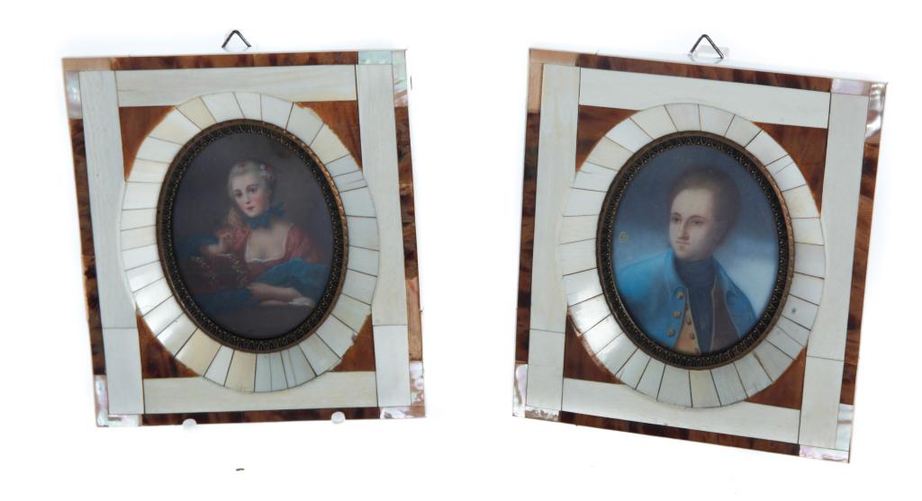 TWO FRENCH MINIATURE PORTRAITS. (1 of 2)