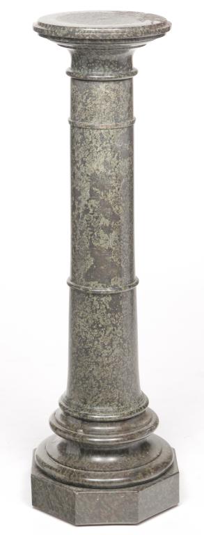 EUROPEAN GREEN MARBLE PEDESTAL. (1 of 2)