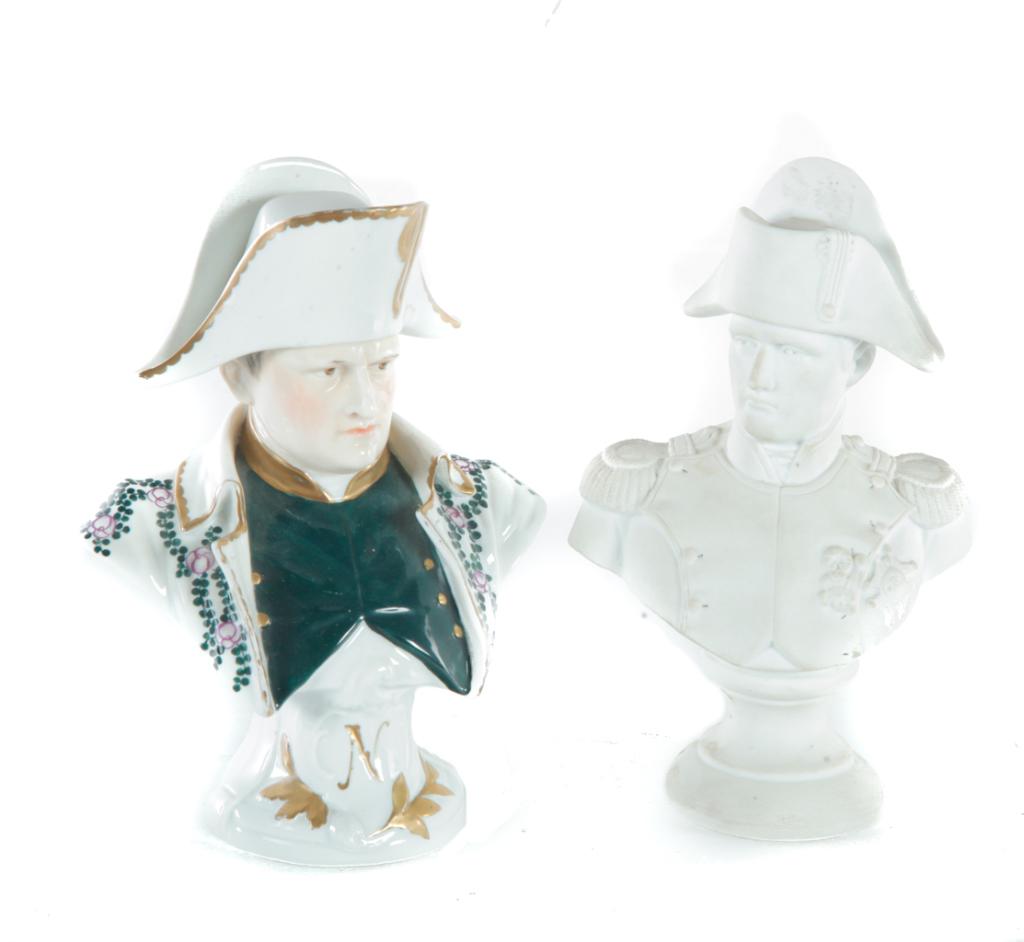 TWO SMALL CERAMIC BUSTS OF NAPOLEON. (1 of 4)