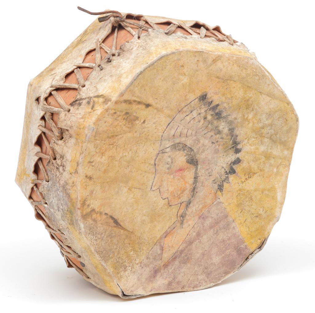 AMERICAN INDIAN STYLE DRUM. (1 of 3)