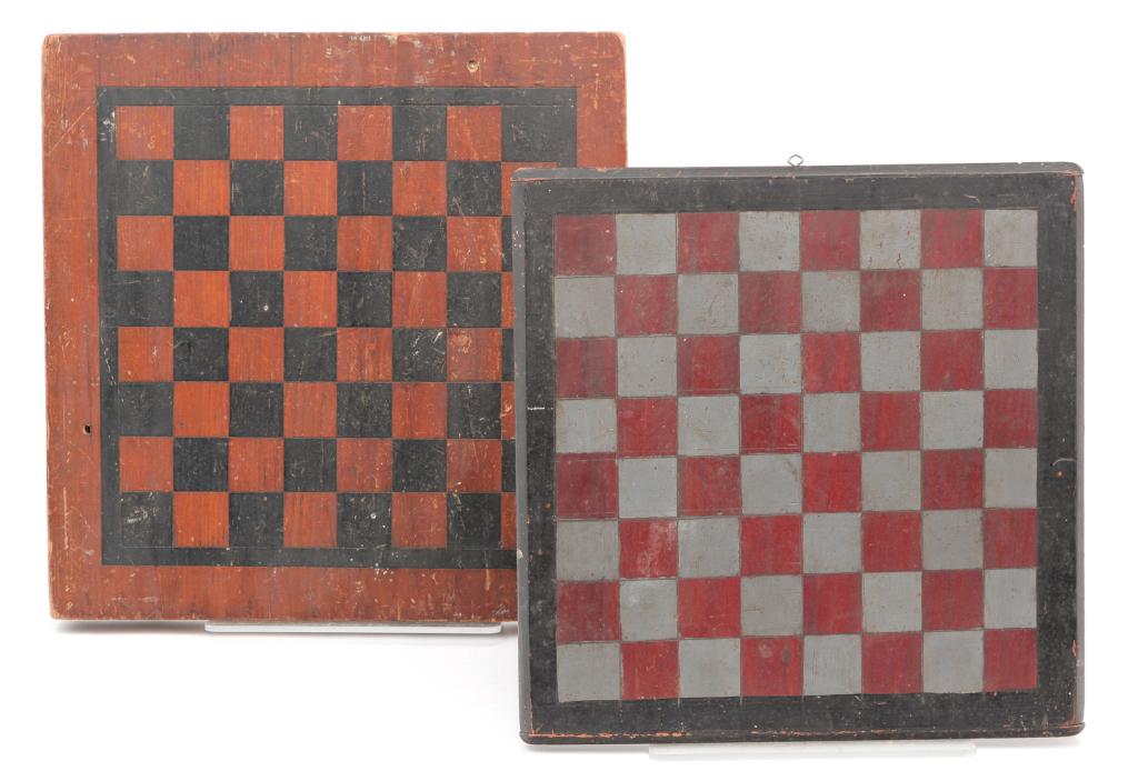 TWO AMERICAN DECORATED GAMEBOARDS. (1 of 2)