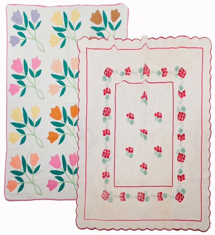 TWO AMERICAN APPLIQUE QUILTS. (1 of 3)