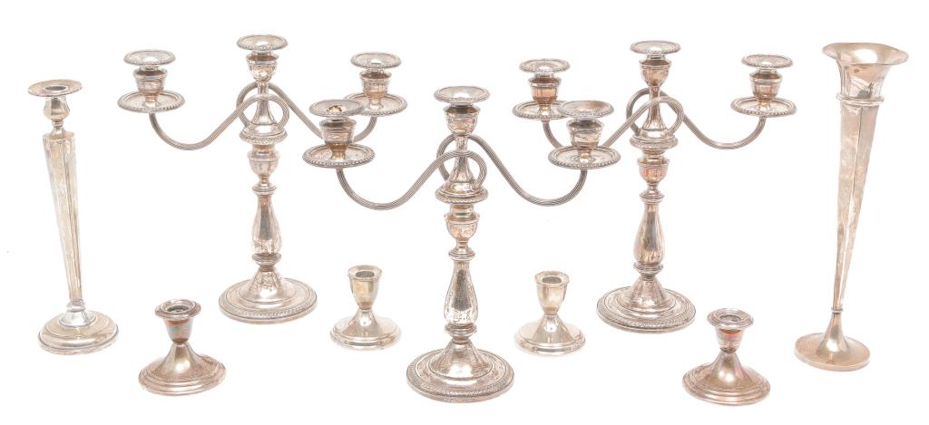 NINE PIECES OF AMERICAN WEIGHTED "STERLING". (1 of 5)