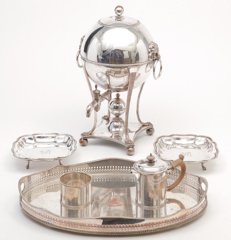 SIX PIECES OF ENGLISH SILVERPLATE. (1 of 6)