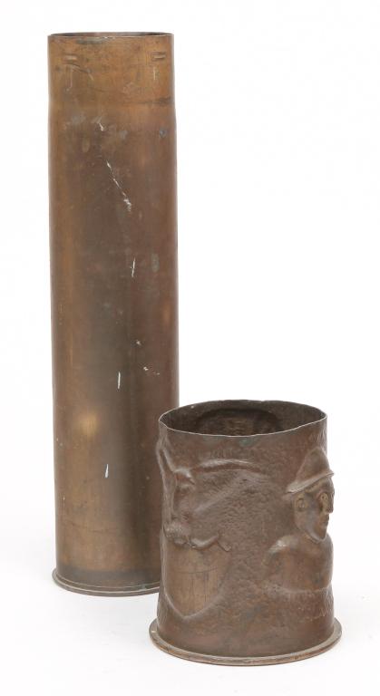 TWO AMERICAN BRASS SHELL CASINGS. (1 of 6)