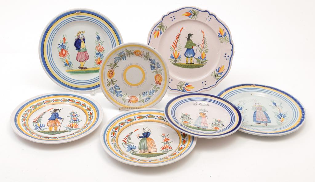 SEVEN FRENCH FAIENCE PLATES. (1 of 2)