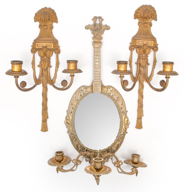 THREE EUROPEAN WALL SCONCES. (1 of 2)