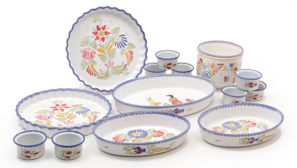 FOURTEEN PIECES OF FRENCH QUIMPER. (1 of 5)