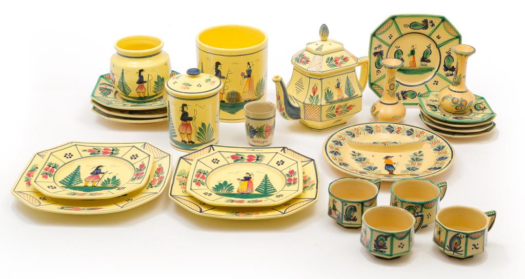 GROUP OF YELLOW FRENCH QUIMPER. (1 of 5)