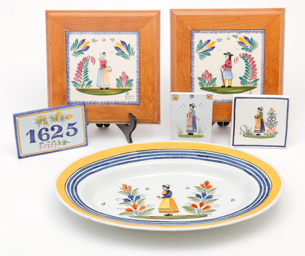 SIX PIECES OF FRENCH QUIMPER. (1 of 3)