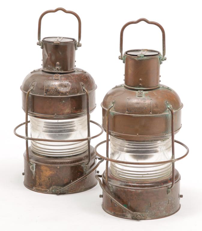 PAIR OF JAPANESE MASTHEAD LANTERNS. (1 of 6)