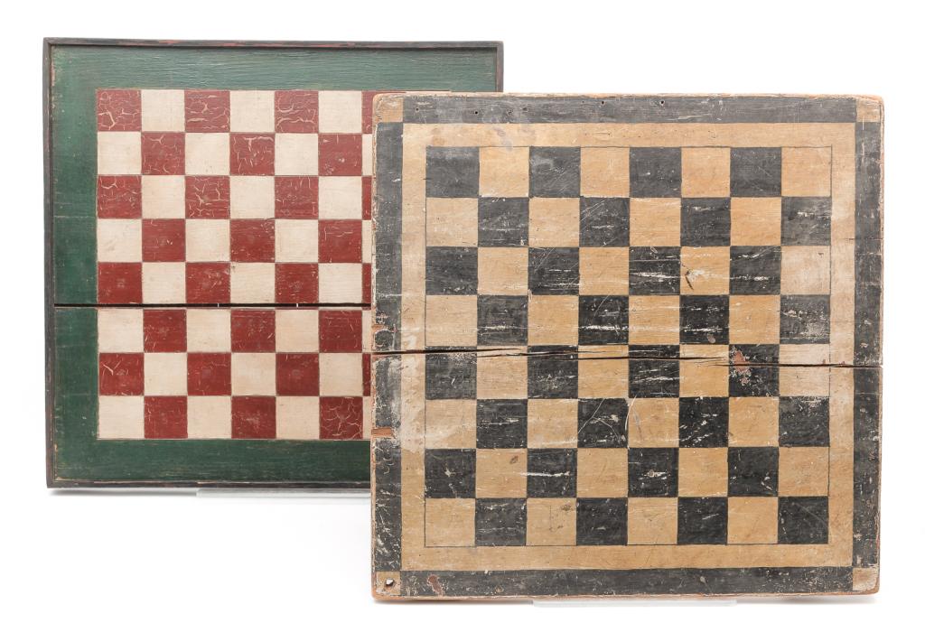 TWO AMERICAN DECORATED GAMEBOARDS. (1 of 2)