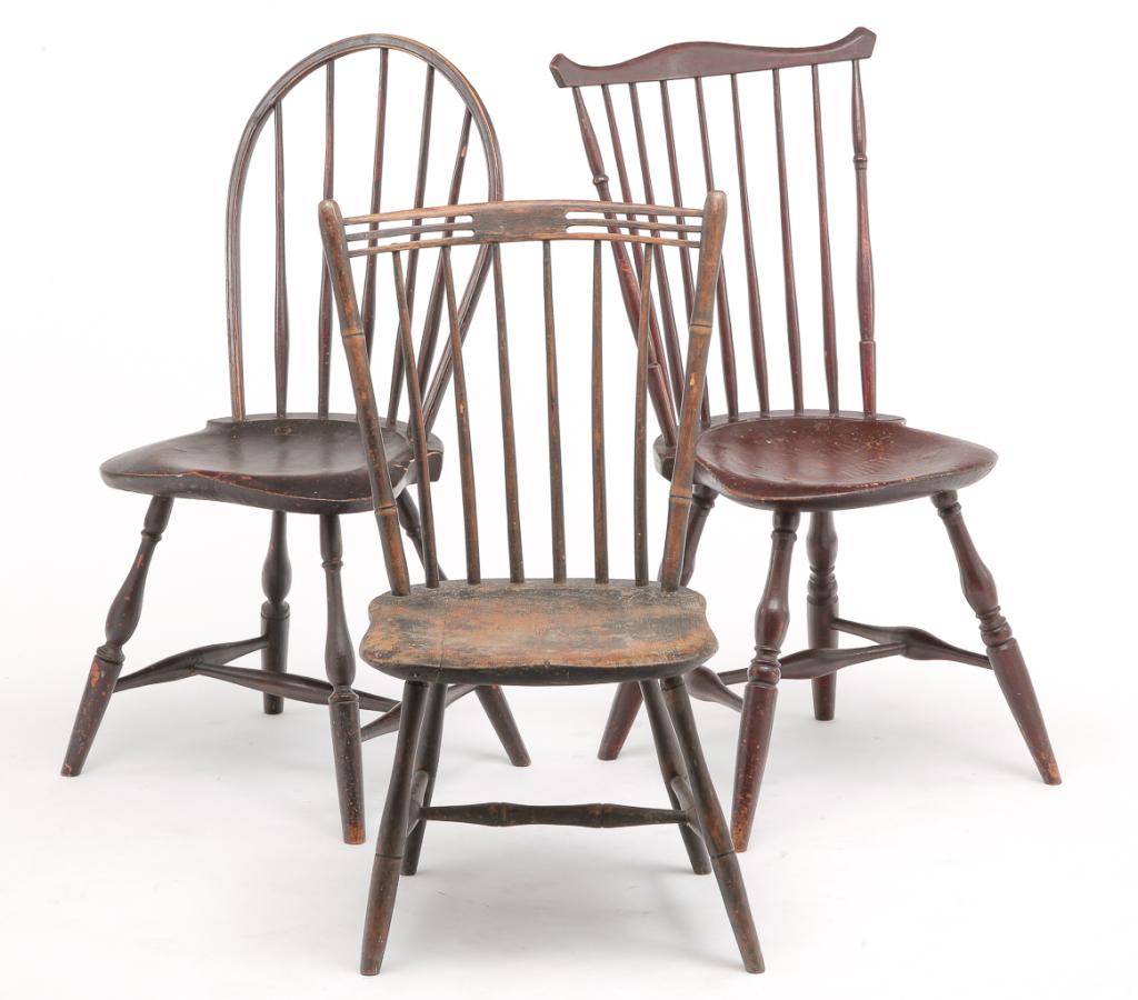 THREE AMERICAN WINDSOR CHAIRS. (1 of 6)