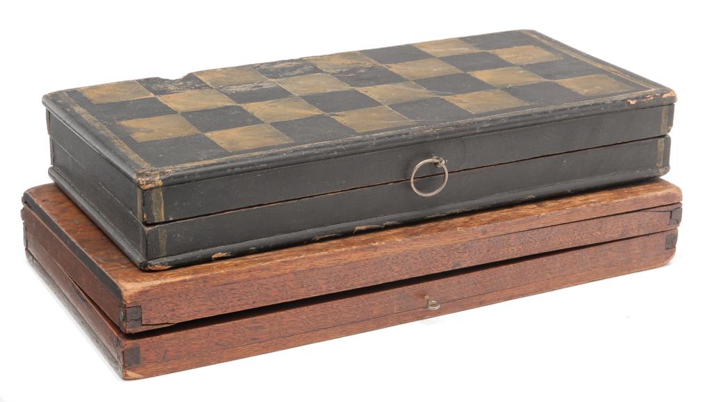 TWO AMERICAN DECORATED GAMEBOARDS. (1 of 6)