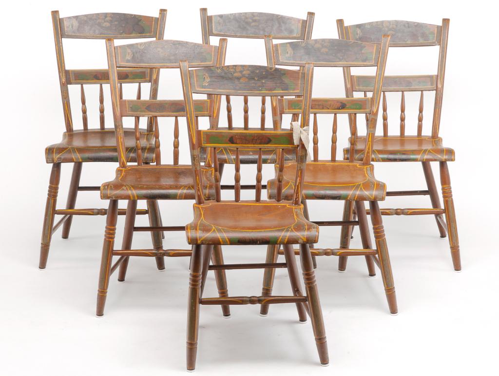 SIX PENNSYLVANIA DECORATED SIDE CHAIRS. (1 of 3)