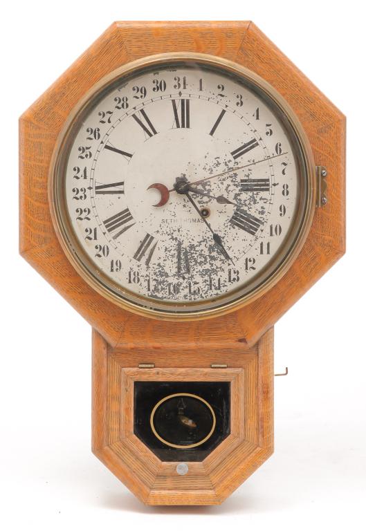 AMERICAN SETH THOMAS CALENDAR WALL CLOCK. (1 of 2)