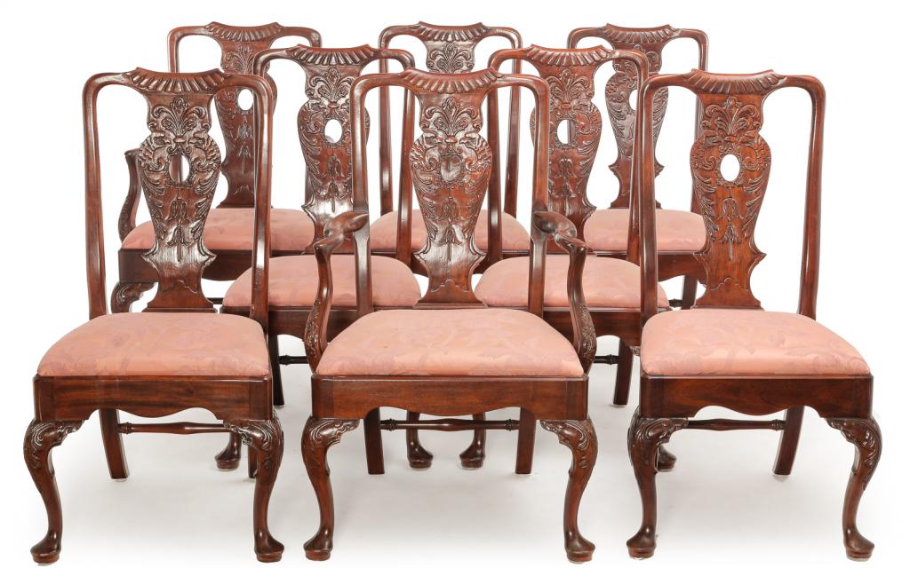 EIGHT AMERICAN HENREDON QUEEN ANNE STYLE CHAIRS. (1 of 5)