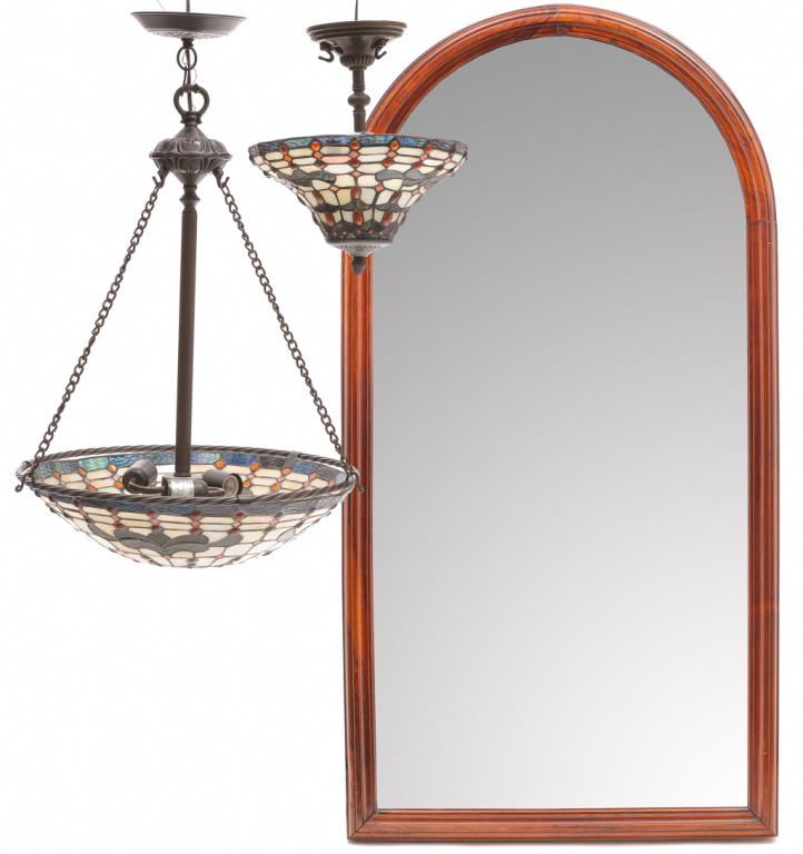 TWO HANGING LAMPS AND A MIRROR. (1 of 5)