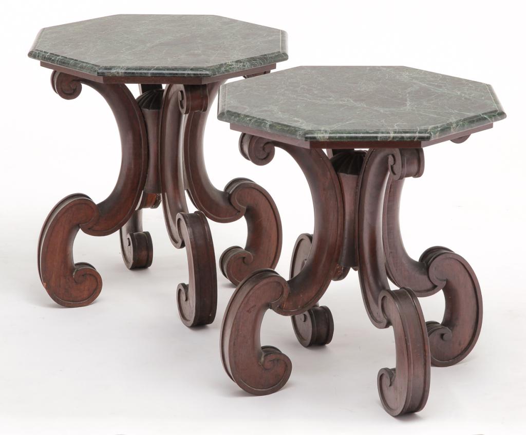 PAIR OF ASIAN MARBLE TOP SIDE TABLES. (1 of 6)