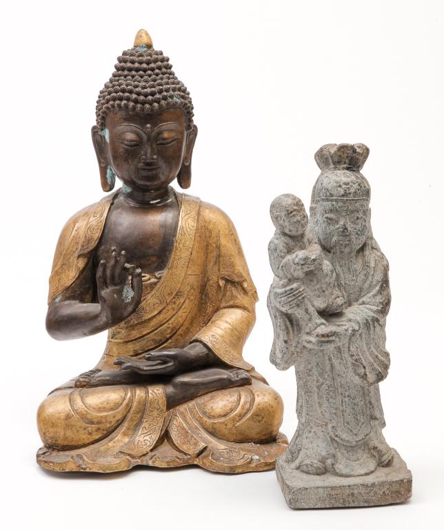 TWO ASIAN STATUES. (1 of 3)