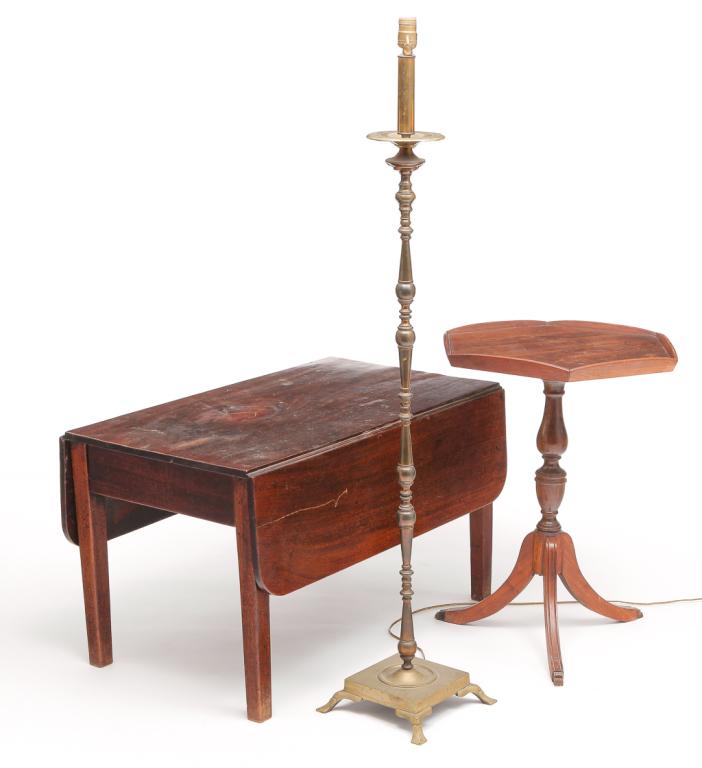 TWO TABLES AND FLOOR LAMP. (1 of 6)