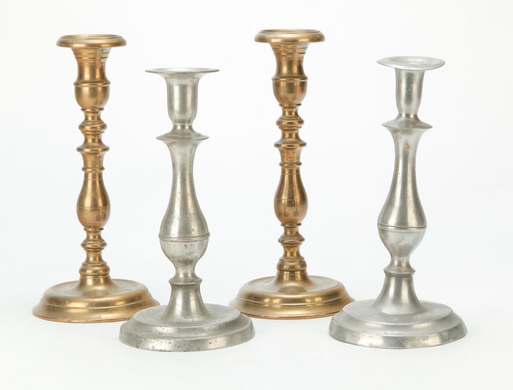 TWO PAIR OF CANDLESTICKS. (1 of 2)