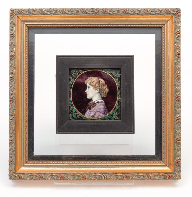 EUROPEAN ENAMELED PORTRAIT PLAQUE. (1 of 3)