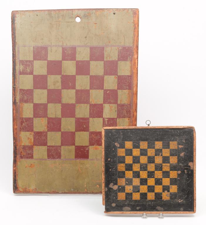TWO AMERICAN DECORATED GAMEBOARDS. (1 of 2)