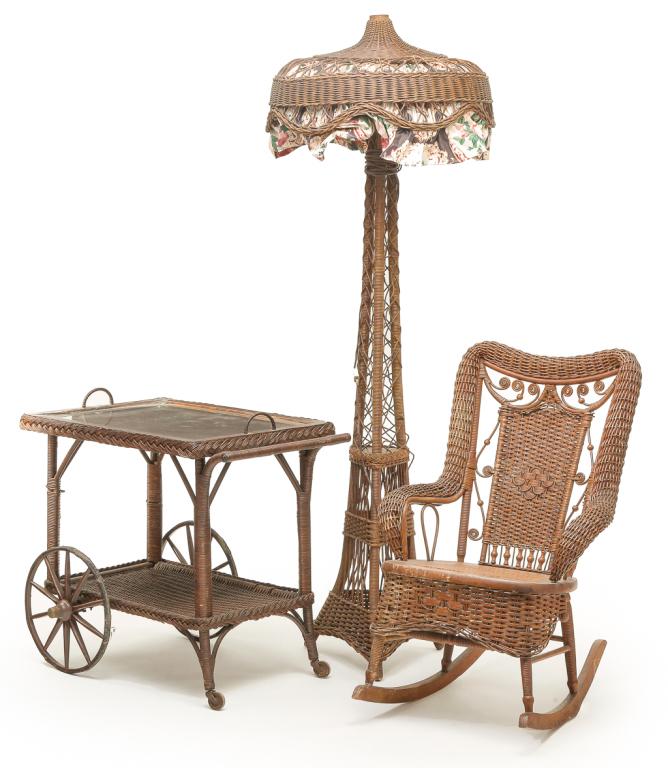THREE PIECES OF AMERICAN WICKER. (1 of 4)