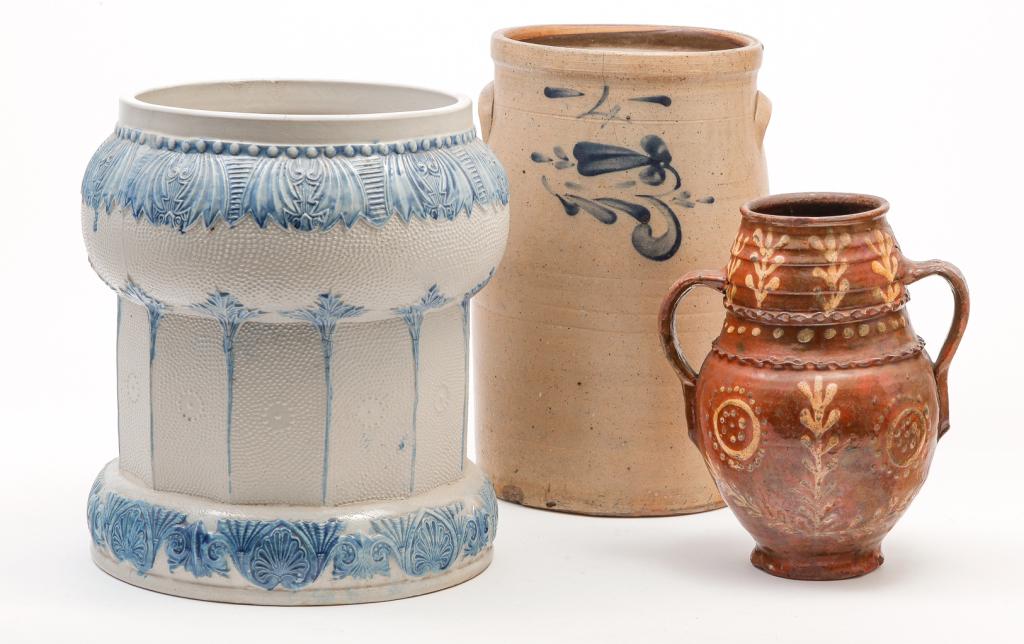 THREE PIECES OF EARTHENWARE. (1 of 3)