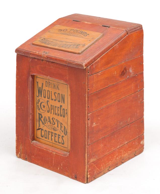AMERICAN "WOOLSON" COFFEE BIN. (1 of 5)